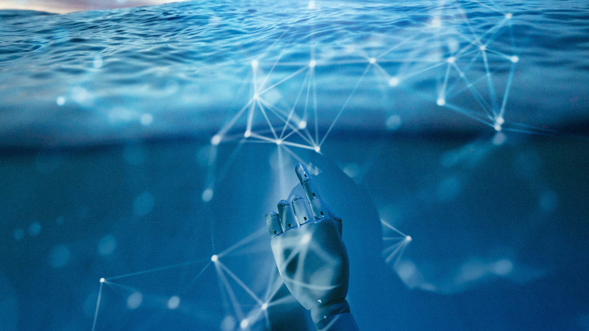 Digital illustration of AI supporting smart water infrastructure